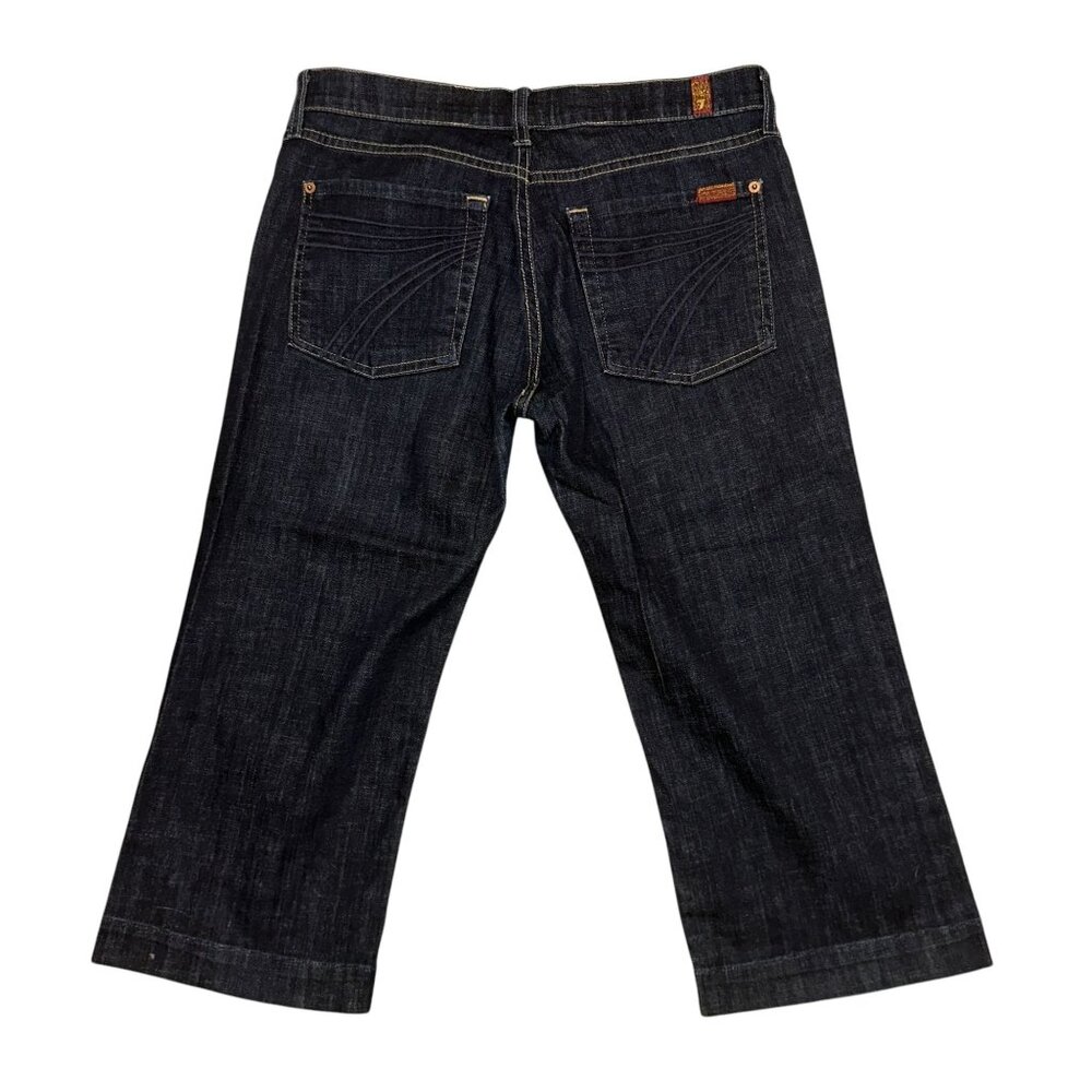 READ 7 For All Mankind 7FAM Dojo Womens Crop Jeans 30 20 Dark Wash Embroidered - Picture 5 of 8